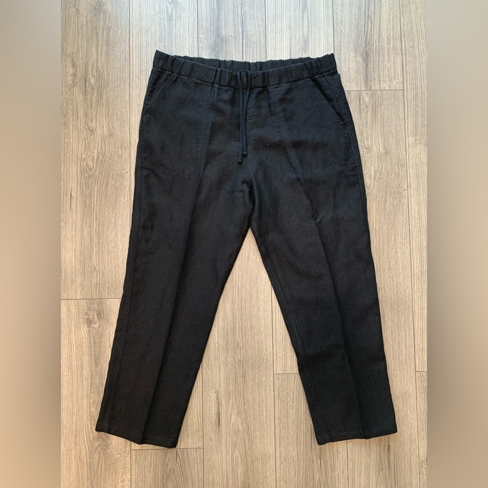 Bottega Veneta Black Linen-Blend Drawstring Pants Size‎ 54 EU
